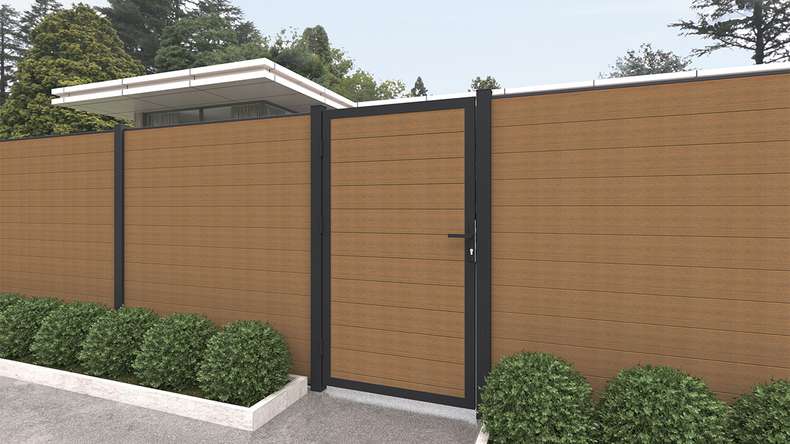 planeo INFINITY - Recinzione a innesto WPC CoEx Burma Teak 176 x 183 cm
