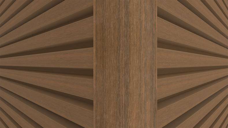 planeo LINEA - Profilo angolare esterno in alluminio CoEx, finitura teak birmano, 3000 x 66 x 66 mm