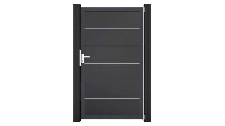 planeo Gardence Simply Premium - Cancello universale in PVC grigio antracite con telaio in alluminio 100 x 180 cm