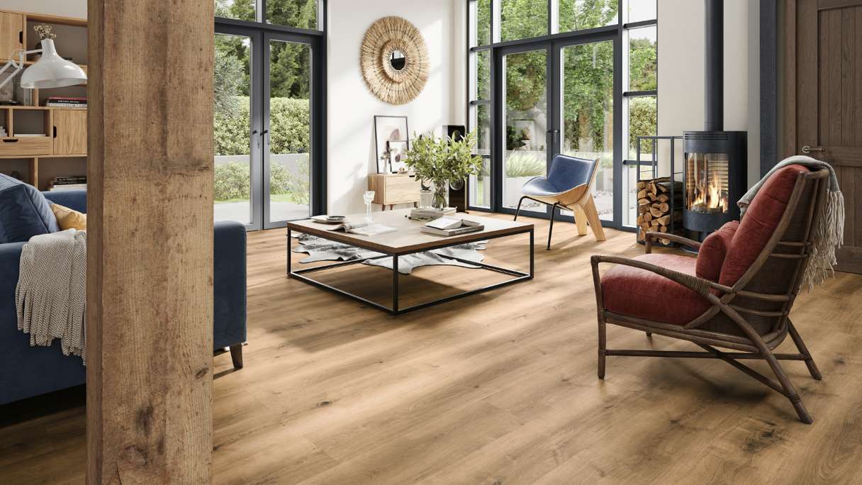 planeo Rigido Vinile ad incastro - SolutionX 2in1 Oak Natural Brown | Isolamento acustico integrato (ECF-0086)