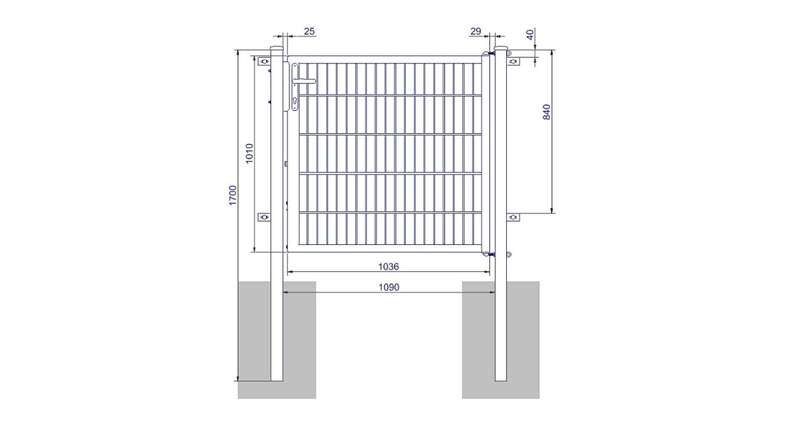 Porta universale media a 1 pannello zincata a caldo A 1000 x L 1090 mm inclusi i pali della porta