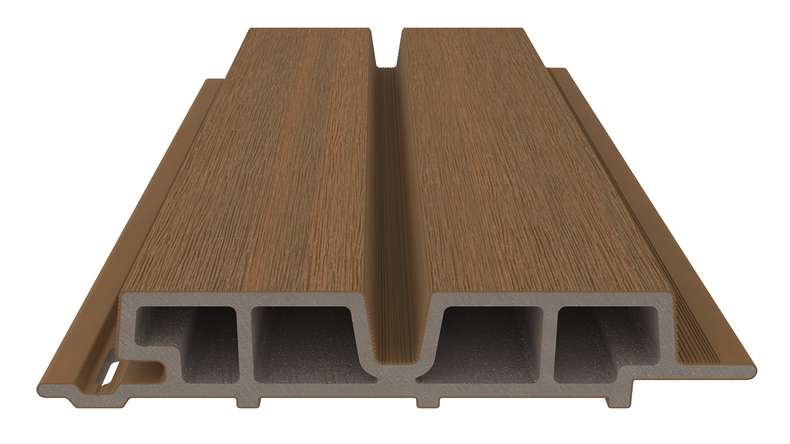 planeo LINEA Wide - Rivestimento per facciate in WPC CoEx, finitura Teak della Birmania, 2900 x 181 mm