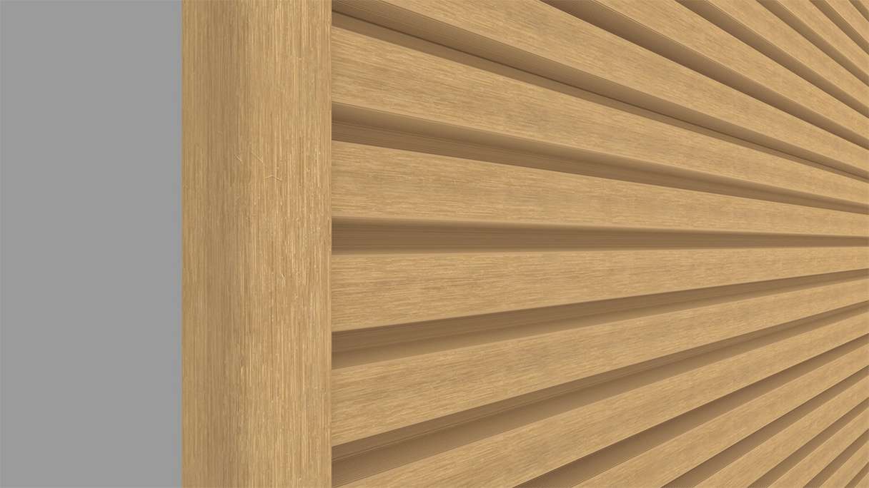 planeo LINEA Slim - Rivestimento per facciate in WPC CoEx, colore sabbia, 2900 x 215 mm