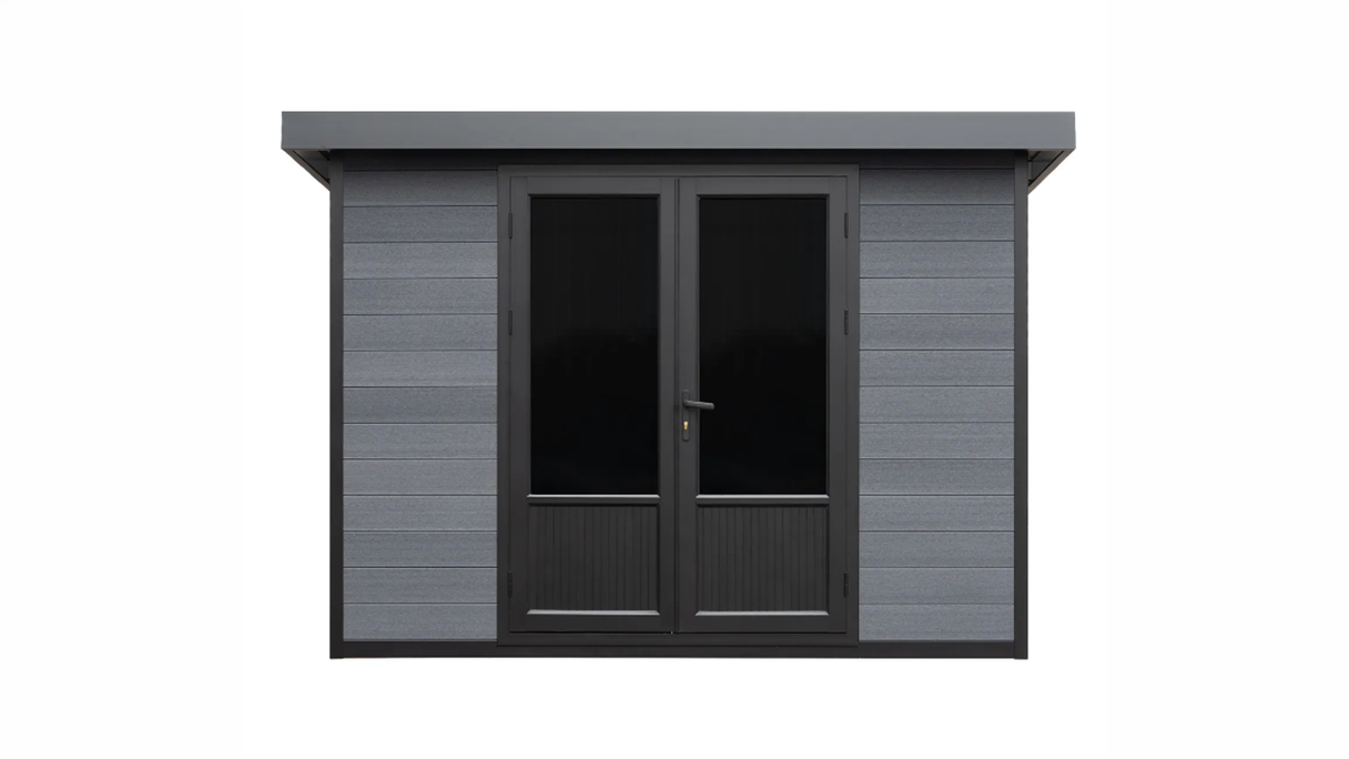 Casetta da giardino planeo WPC con tetto a una falda, modello M - antracite, 280 x 280 cm