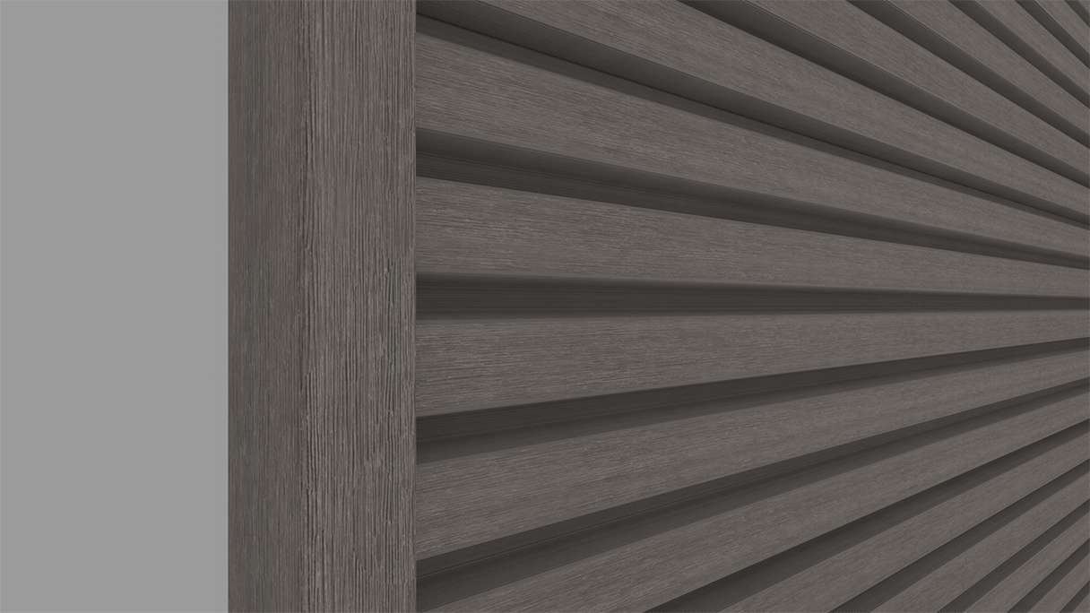 planeo LINEA Slim - Rivestimento per facciate in WPC CoEx, grigio scuro, 2900 x 215 mm