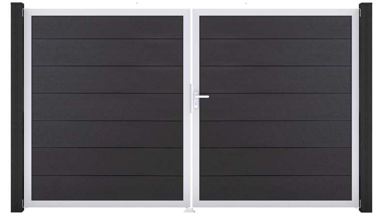 planeo Gardence Strong XL - Porta BPC - DIN Destro a 2 ante Grigio antracite con telaio in alluminio argento
