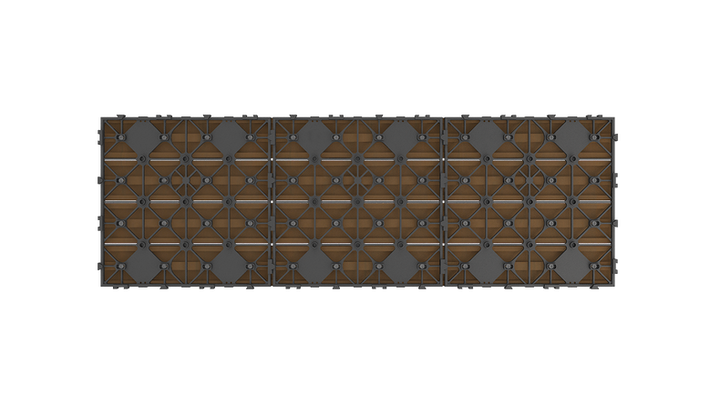 Piastrella per terrazze planeo in WPC-CoEx, modello Burma Teak, 90x30 cm