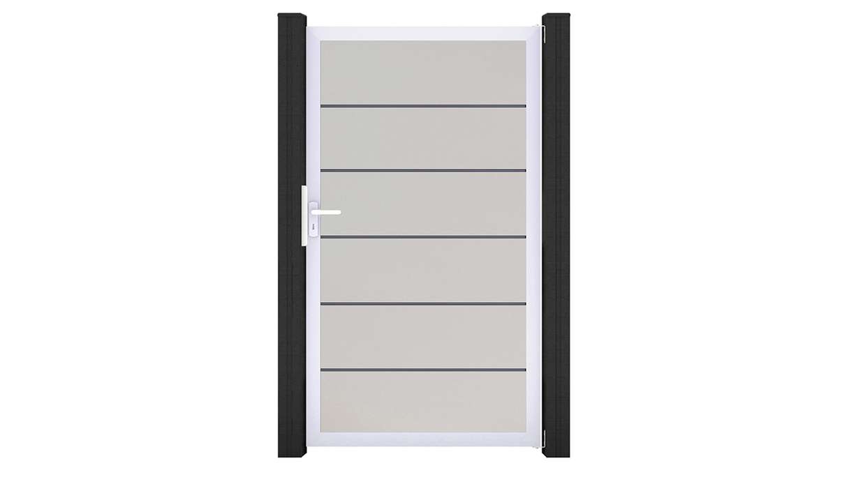 planeo Gardence Simply Premium - Cancello universale in PVC bianco con telaio in alluminio 100 x 180 cm