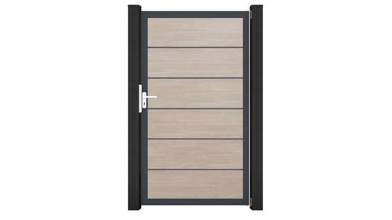 planeo Gardence Simply Premium - Porta universale in PVC Rovere Sheffield con telaio in alluminio antracite | DB703 100 x 180 cm