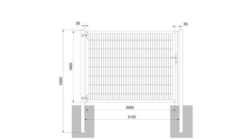 Porta universale pesante a 1 pannello antracite A 1600 x L 2125 mm inclusi i pali della porta
