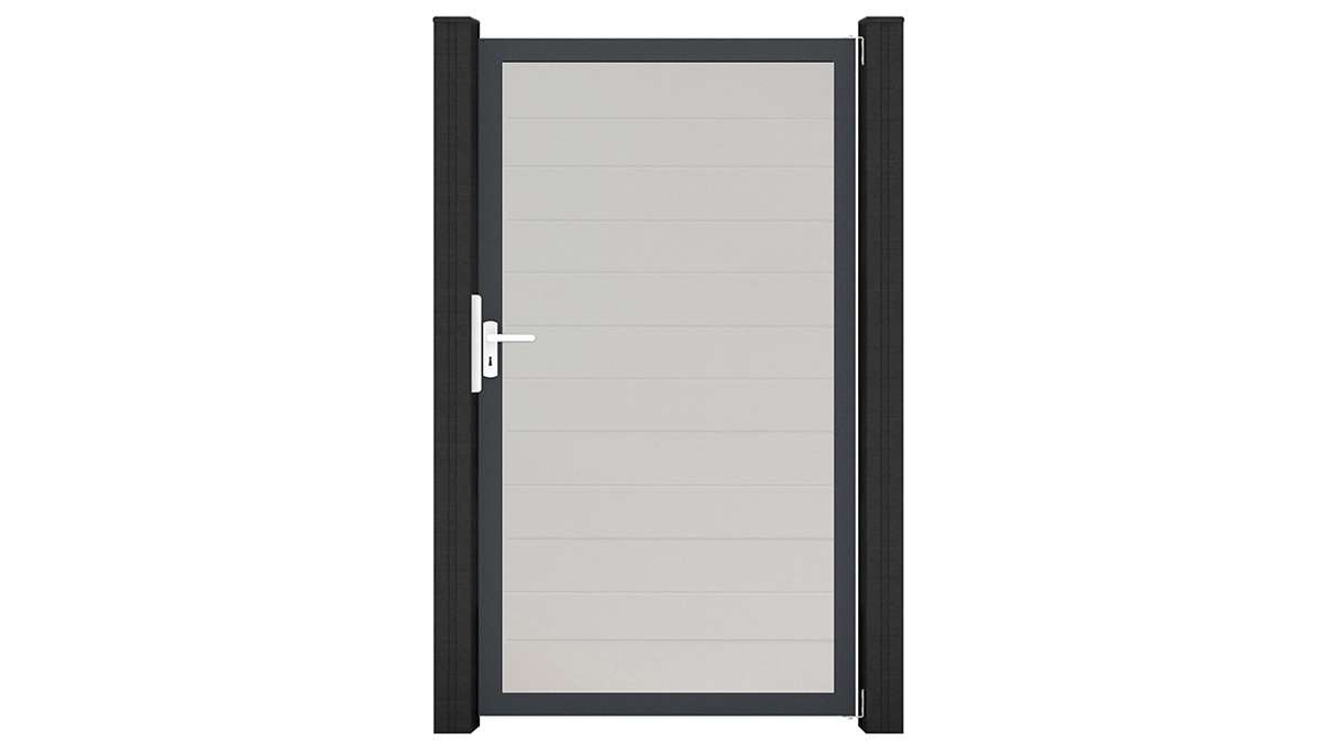 planeo Gardence Simply Small - Cancello universale in PVC bianco con telaio in alluminio 100 x 180 cm
