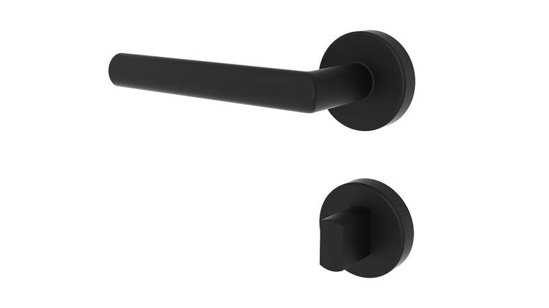 planeo Maniglia per porta Edelwerk VYRO nero opaco WC rosa tondo