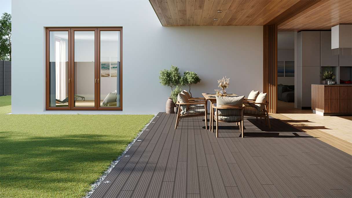 planeo LightWood WPC tavola cava - Grigio chiaro 3m scanalato/scanalato