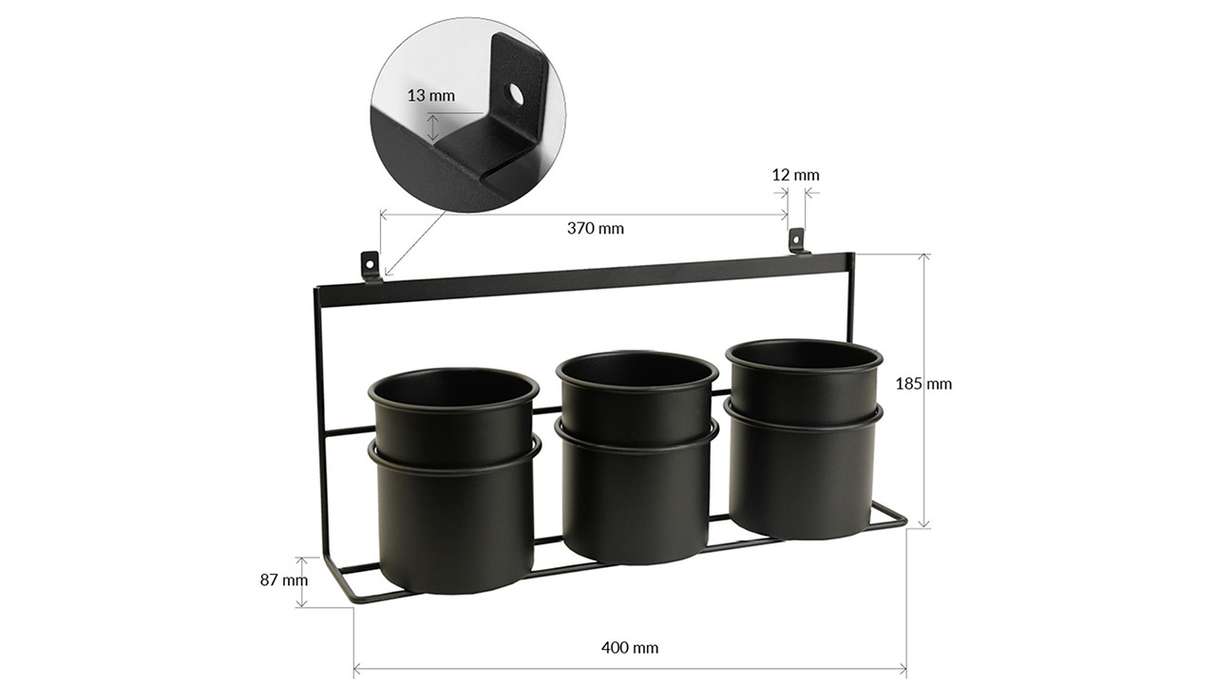 planeo storage - nero 3 pz. Tazza con supporto