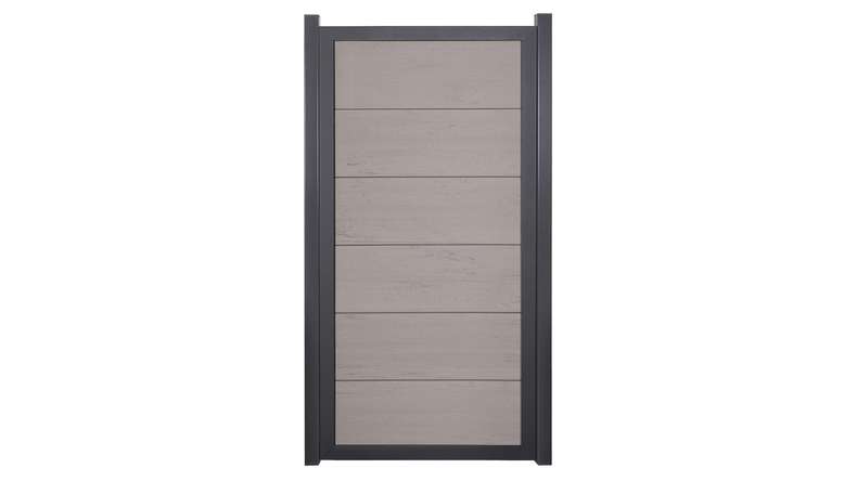 planeo Gardence Guard - Recinzione in BPC verticale Bicolore Sabbia con telaio in alluminio in antracite