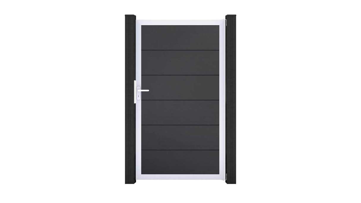 planeo Gardence Simply - Cancello universale in PVC grigio antracite con telaio in alluminio 100 x 180 cm