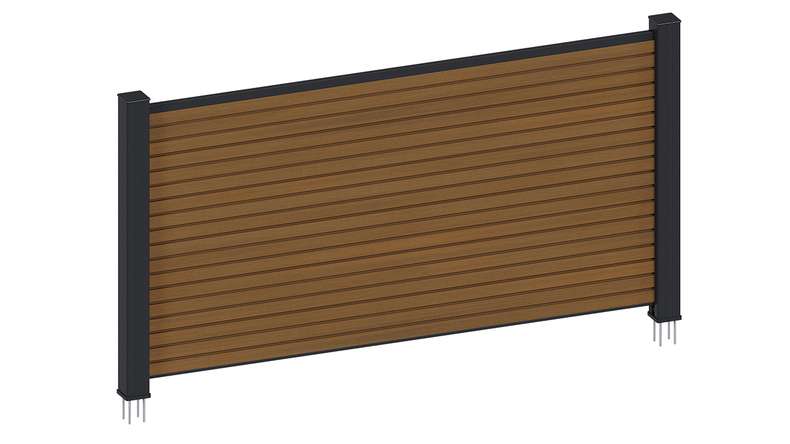 planeo LINEA - Recinzione da giardino a incastro in WPC CoEx Rhombus, modello Burma Teak, 180 x 90 cm