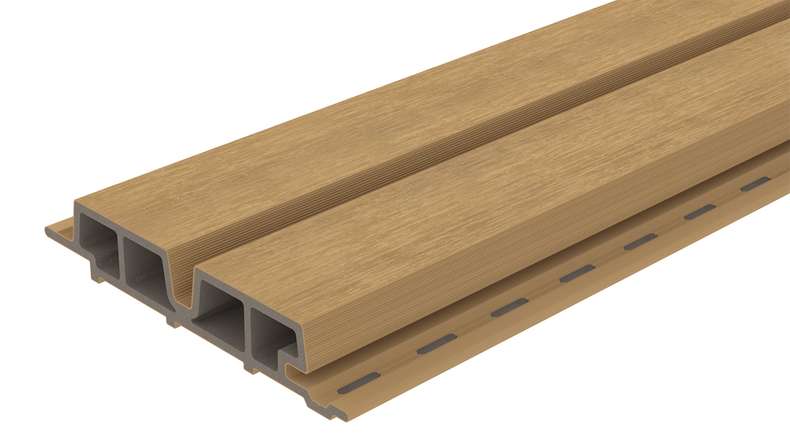 planeo LINEA Wide - Rivestimento per facciate in WPC CoEx, colore sabbia, 2900 x 181 mm