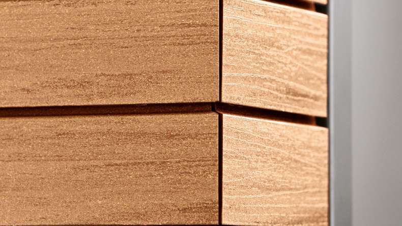 planeo Fassado - WPC rivestimento facciata a fasce romboidali in rovere marrone XXL 4 m