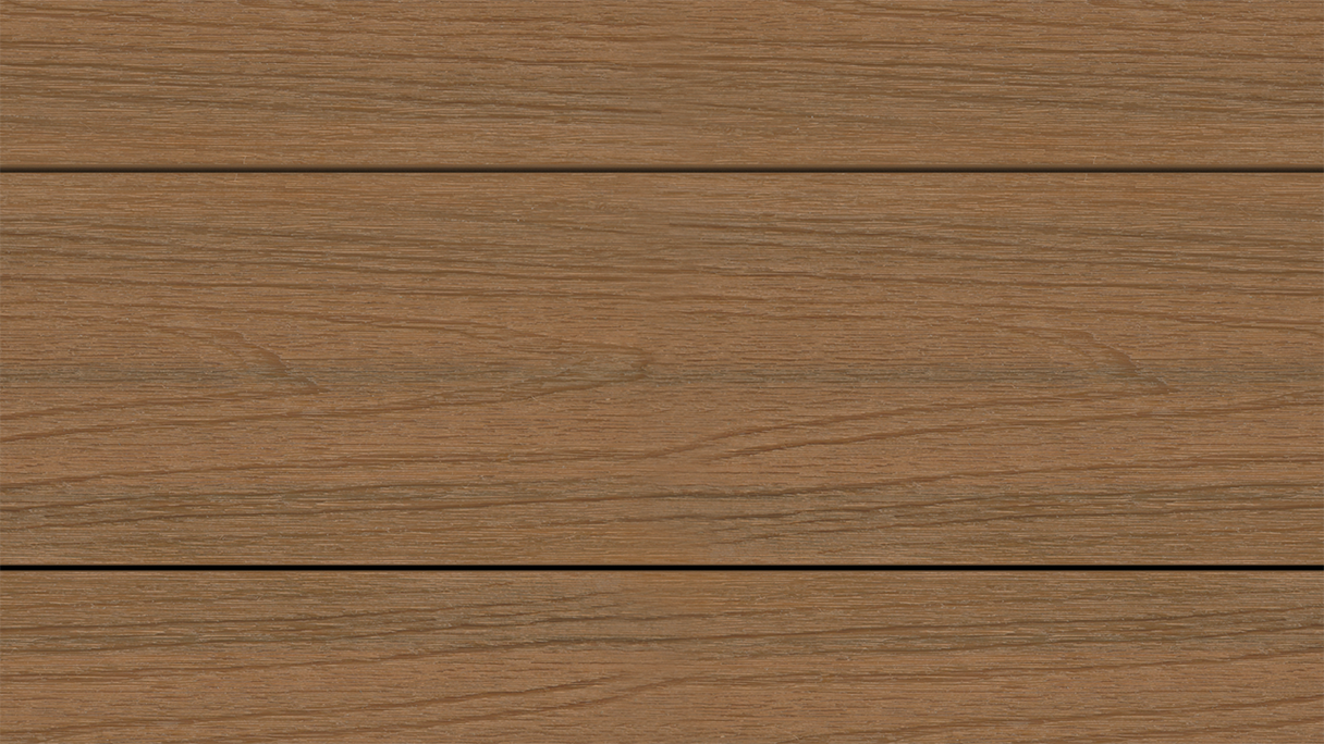 planeo UNIDeck - Doghe per terrazza rivestite in WPC CoEx, teak birmano, 3 m - strutturate/spazzolate lisce