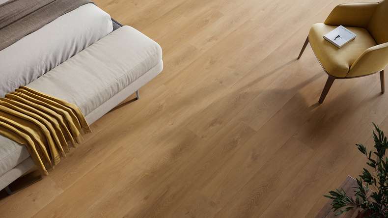 planeo Vinile rigido a incastro - HOMEtec Pro 50 IXPE Sunrise Mellow Oak | Isolamento acustico integrato (RP-E50-1)