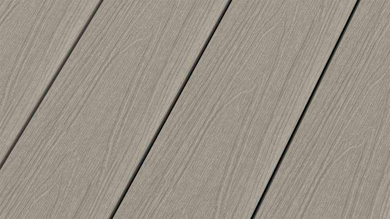 planeo WOODLine Nature - Pannello per decking rivestito in WPC CoEx a camera cava - grigio chiaro 3m strutturato/liscio spazzolato