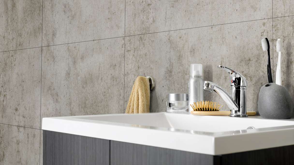 planeo StrongWall - Rivestimento murale in plastica Cemento scuro 65 x 37,5 cm