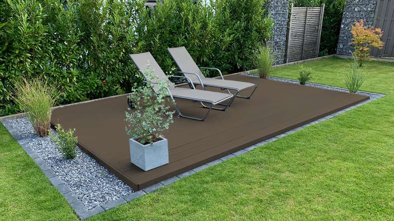 TitanWood set completo 5m struttura a listello cavo scanalato marrone scuro 55,5m² incl. alluminio-UK