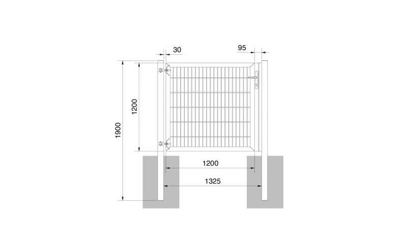 Porta universale pesante a 1 pannello antracite A 1200 x L 1325 mm inclusi i pali della porta
