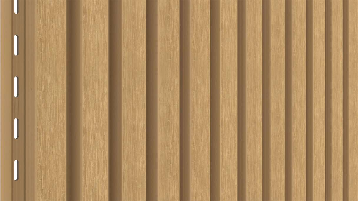planeo LINEA Slim - Rivestimento per facciate in WPC CoEx, colore sabbia, 2900 x 215 mm