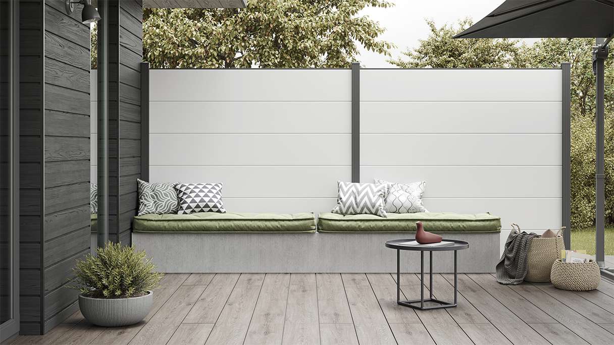 planeo Gardence Simply - Recinzione in PVC ad innesto Quadrata Bianco 180 x 180cm
