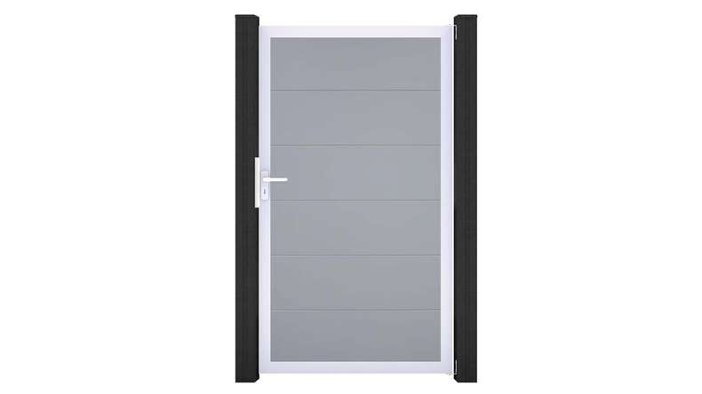 planeo Gardence Simply - Cancello universale in PVC grigio argento con telaio in alluminio 100 x 180 cm