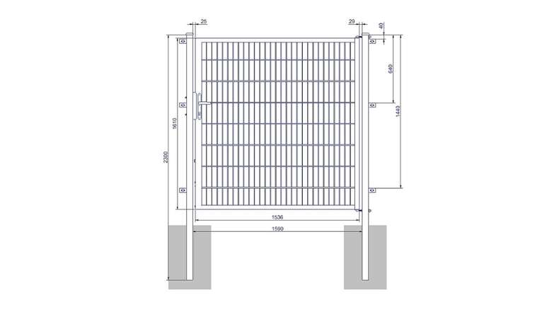 Porta universale media a 1 pannello verde muschio A 1600 x L 1590 mm inclusi i pali della porta
