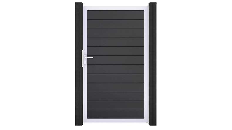 planeo Gardence Simply Small - Cancello universale in PVC grigio antracite con telaio in alluminio 100 x 180 cm