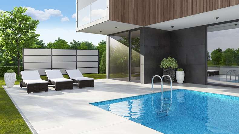 planeo Gardence Resistant - recinzione a innesto HPL uni grey 180 x 183 cm