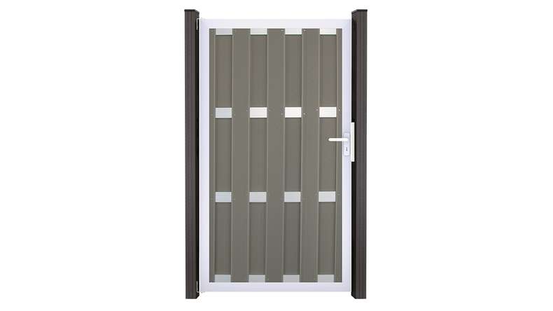 planeo Gardence Premade - Porta BPC DIN Sinistro Grigio chiaro 100 x 180 x 4,0cm - telaio argento