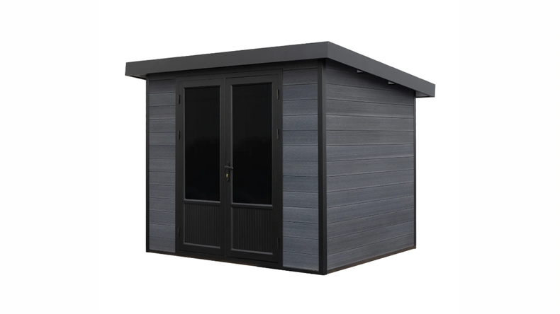 Casetta da giardino planeo WPC con tetto a una falda, modello S - antracite, 240 x 240 cm