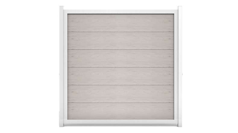 planeo Gardence Guard - Recinzione in BPC quadrata Bicolore Sabbia con telaio in alluminio in argento