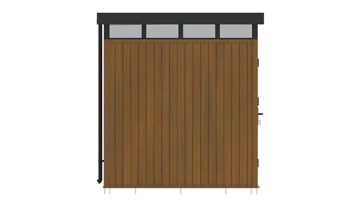 planeo WPC CoEx Casetta da giardino con tetto piano S - Teak birmano 208 x 200 x 226,5 cm