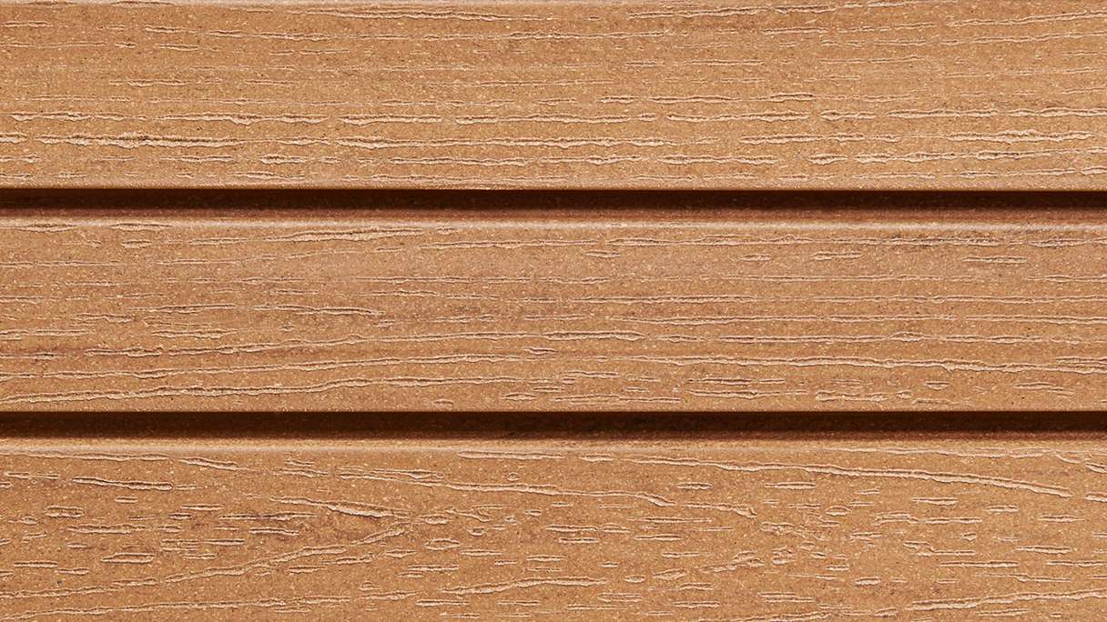 planeo Fassado - WPC rivestimento facciata a fasce romboidali in rovere marrone