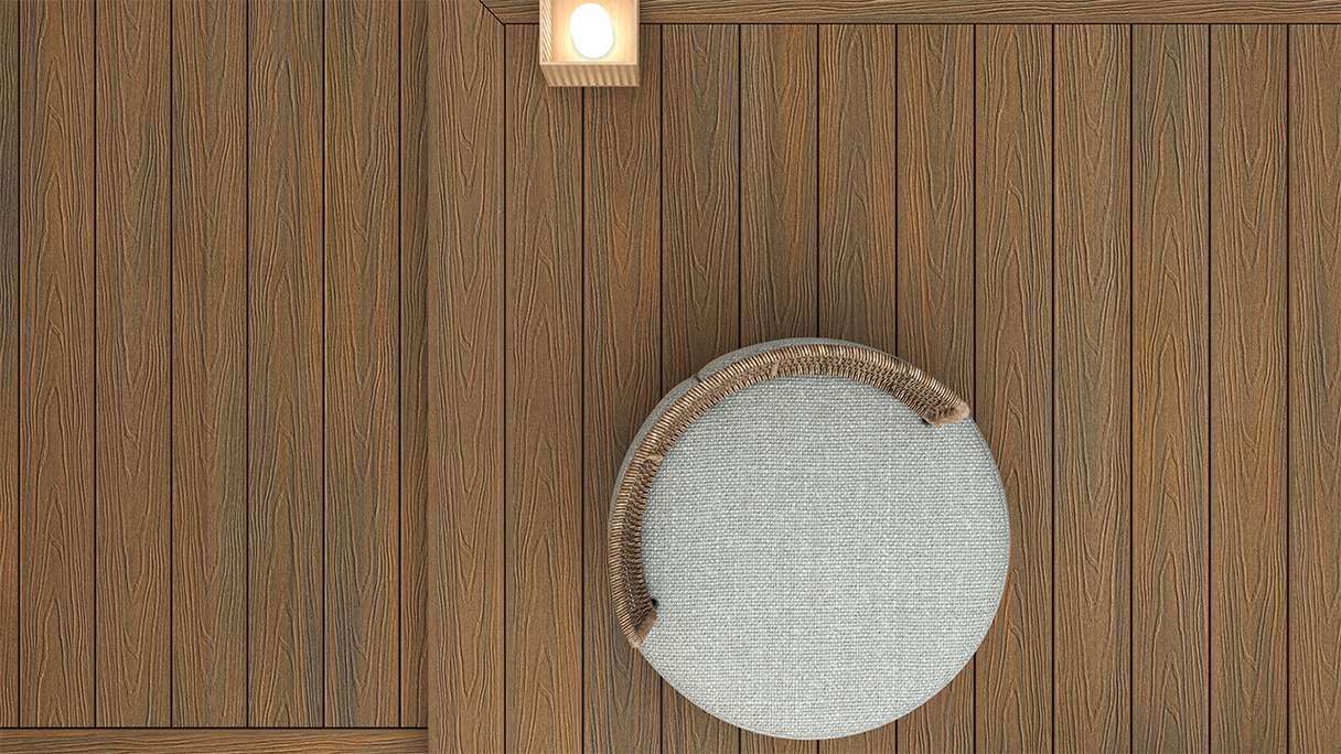 planeo MAXLine Nature - pannello per decking WPC CoEx avvolto XL camera cava - teak Burma 3m strutturato/liscio spazzolato