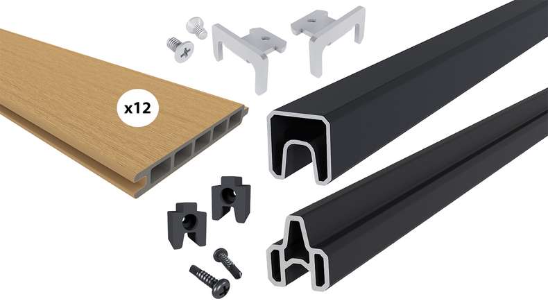 planeo INFINITY - Recinzione a innesto WPC CoEx sabbia 176 x 183 cm