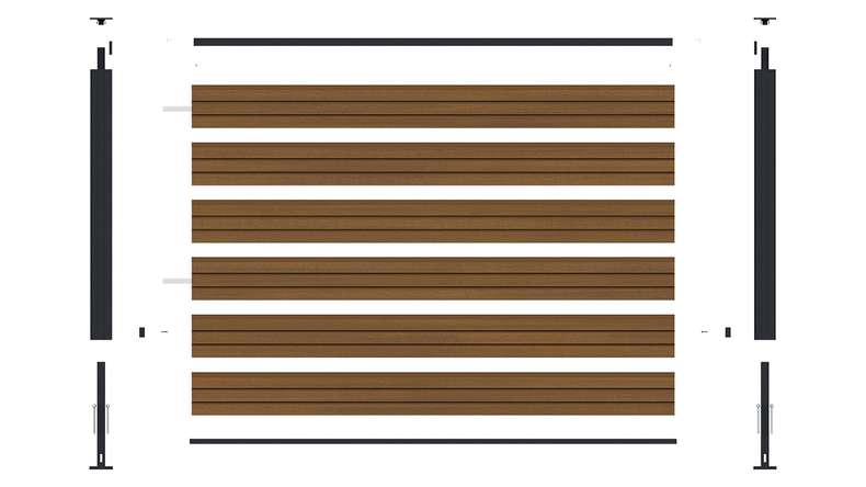 planeo LINEA - Recinzione da giardino a incastro in WPC CoEx Rhombus, modello Burma Teak, 180 x 90 cm