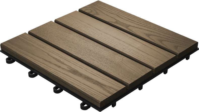 planeo piastrella per legno per esterni termo-cenere liscio 30x30 cm - 6 pz.