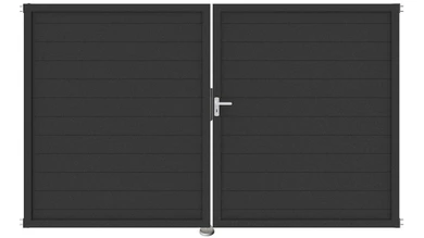 planeo Gardence Metallic - Porta in alluminio DIN Destro 2 ante antracite con telaio in alluminio antracite