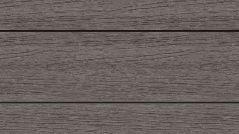 planeo WOODLine Nature - Pannello per decking rivestito in WPC CoEx a camera cava - grigio scuro 3m strutturato/liscio spazzolato