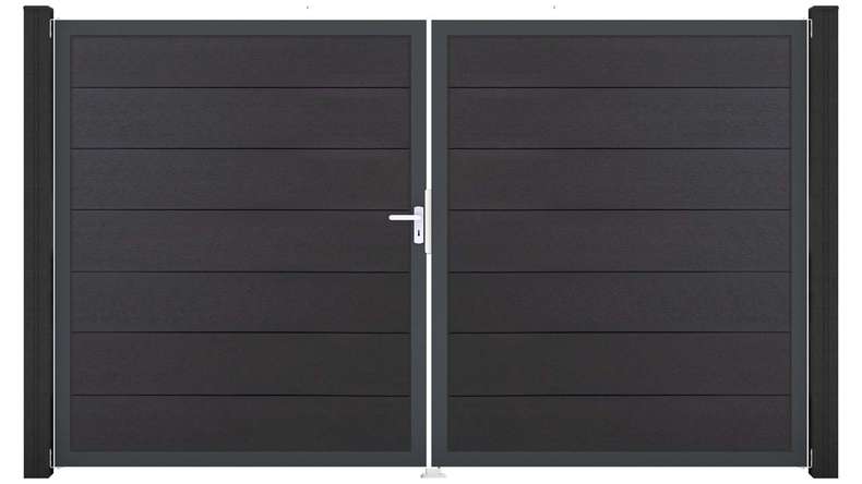 planeo Gardence Strong XL - Cancello BPC - A due ante, grigio antracite con telaio in alluminio