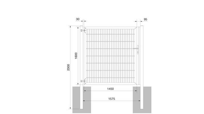 Porta universale pesante a 1 pannello antracite A 1600 x L 1575 mm inclusi i pali della porta