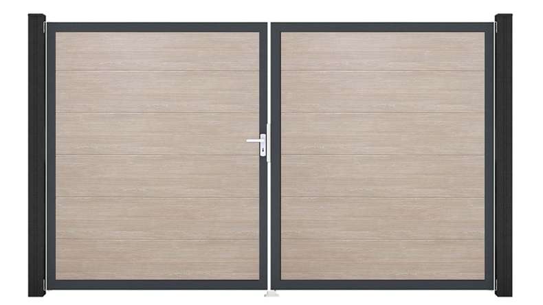 planeo Gardence Simply - Porta in PVC - DIN Sinistro 2 ante Quercia Sheffield con telaio in alluminio antracite