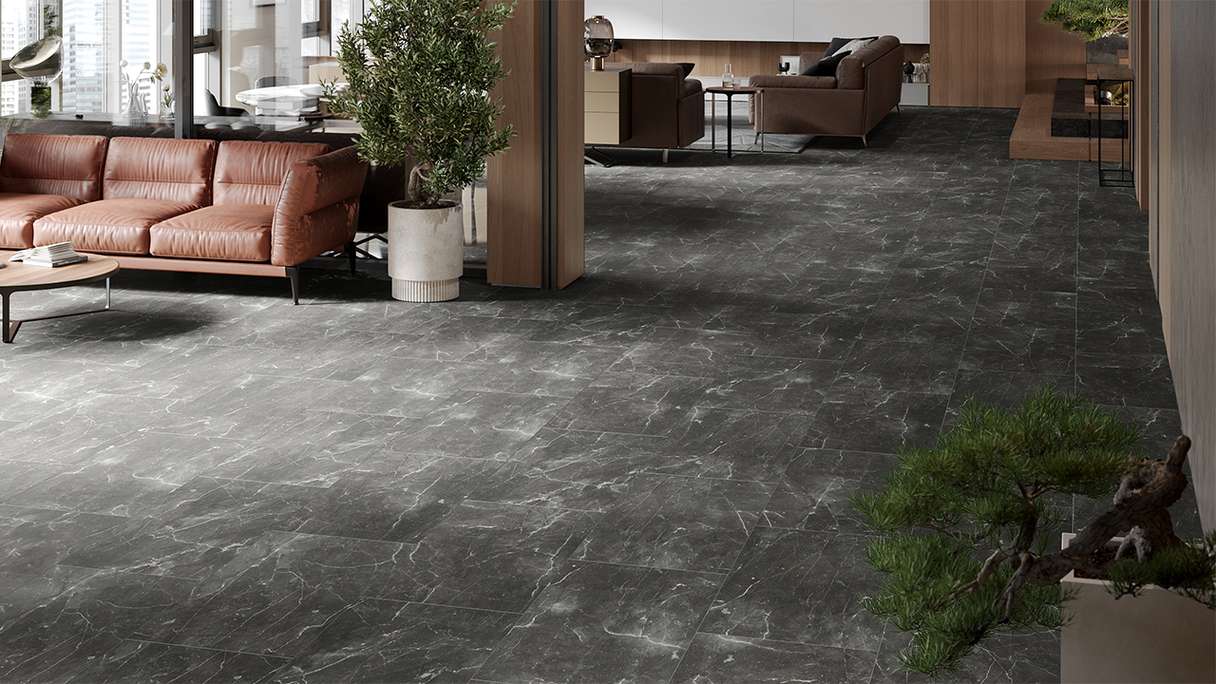 planeo Vinile rigido a click - Stone Botticino Dark Matt | Isolamento acustico Impact integrato (100P2909MT)